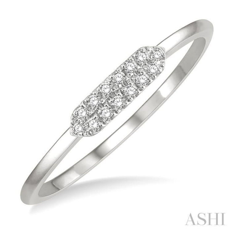 1/20 Ctw Pointed Pod Round Cut Diamond Stackable Petite Fashion Ring in 10K White Gold 1/20 Ctw Pointed Pod Round Cut Diamond Stackable Petite Fashion Ring in 10K White Gold