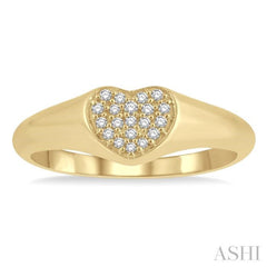 1/10 ctw Heart Signet Round Cut Diamond Stackable Ring in 10K Yellow Gold 1/10 ctw Heart Signet Round Cut Diamond Stackable Ring in 10K Yellow Gold