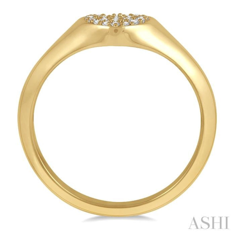 1/10 ctw Heart Signet Round Cut Diamond Stackable Ring in 10K Yellow Gold 1/10 ctw Heart Signet Round Cut Diamond Stackable Ring in 10K Yellow Gold