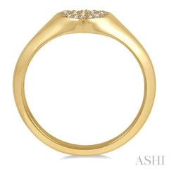 1/10 ctw Heart Signet Round Cut Diamond Stackable Ring in 10K Yellow Gold 1/10 ctw Heart Signet Round Cut Diamond Stackable Ring in 10K Yellow Gold