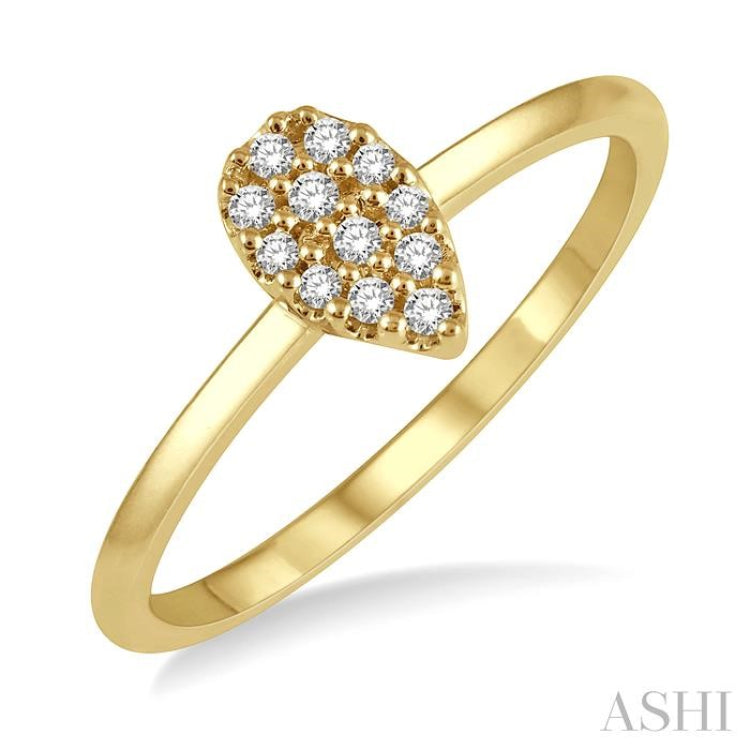 1/10 Ctw Pear Shape Mount Round Cut Diamond Petite Ring in 10K Yellow Gold 1/10 Ctw Pear Shape Mount Round Cut Diamond Petite Ring in 10K Yellow Gold