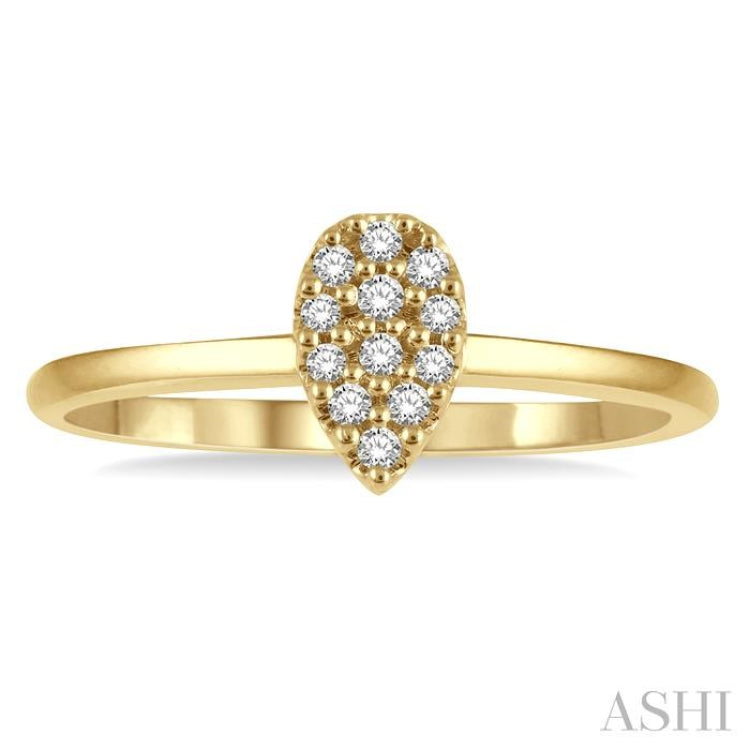 1/10 Ctw Pear Shape Mount Round Cut Diamond Petite Ring in 10K Yellow Gold 1/10 Ctw Pear Shape Mount Round Cut Diamond Petite Ring in 10K Yellow Gold