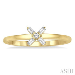 1/10 Ctw Cross Baguette and Round Cut Diamond Petite Fashion Ring in 10K Yellow Gold 1/10 Ctw Cross Baguette and Round Cut Diamond Petite Fashion Ring in 10K Yellow Gold