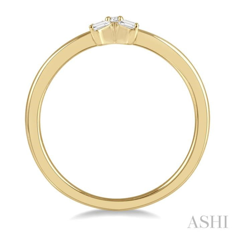 1/10 Ctw Cross Baguette and Round Cut Diamond Petite Fashion Ring in 10K Yellow Gold 1/10 Ctw Cross Baguette and Round Cut Diamond Petite Fashion Ring in 10K Yellow Gold