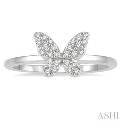1/6 Ctw Butterfly Motif Round Cut Diamond Petite Fashion Ring in 10K White Gold 1/6 Ctw Butterfly Motif Round Cut Diamond Petite Fashion Ring in 10K White Gold
