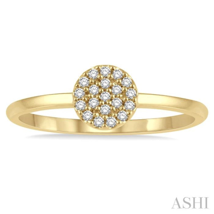1/10 Ctw Disc Shape Center Round Cut Diamond Petite Fashion Ring in 10K Yellow Gold 1/10 Ctw Disc Shape Center Round Cut Diamond Petite Fashion Ring in 10K Yellow Gold