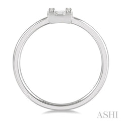 1/8 Ctw Square Shape Baguette and Round Cut Diamond Petite Fashion Ring in 10K White Gold 1/8 Ctw Square Shape Baguette and Round Cut Diamond Petite Fashion Ring in 10K White Gold