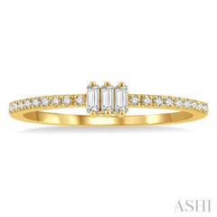 1/5 Ctw Baguette and Round Cut Diamond Petite Fashion Ring in 10K Yellow Gold 1/5 Ctw Baguette and Round Cut Diamond Petite Fashion Ring in 10K Yellow Gold