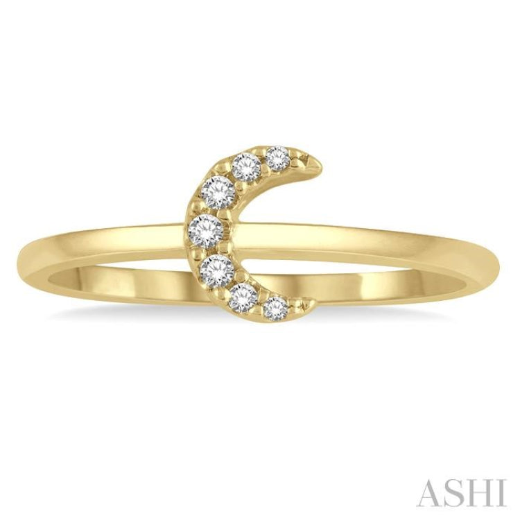 1/20 Ctw Crescent Round Cut Diamond Petite Fashion Ring in 10K Yellow Gold 1/20 Ctw Crescent Round Cut Diamond Petite Fashion Ring in 10K Yellow Gold