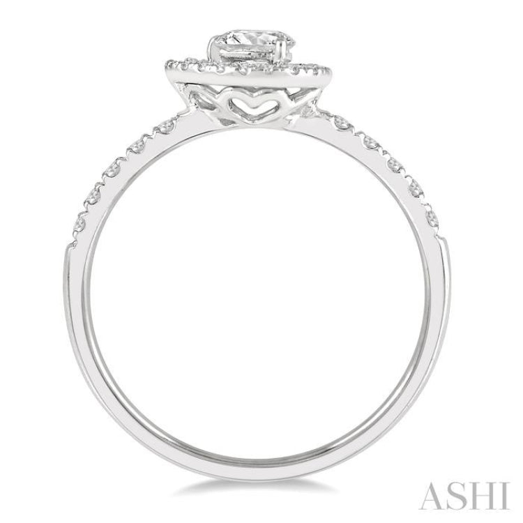 1/4 Ctw Round and Pear Cut Diamond Petite Fashion Ring in 10K White Gold 1/4 Ctw Round and Pear Cut Diamond Petite Fashion Ring in 10K White Gold