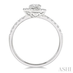 1/4 Ctw Round and Pear Cut Diamond Petite Fashion Ring in 10K White Gold 1/4 Ctw Round and Pear Cut Diamond Petite Fashion Ring in 10K White Gold