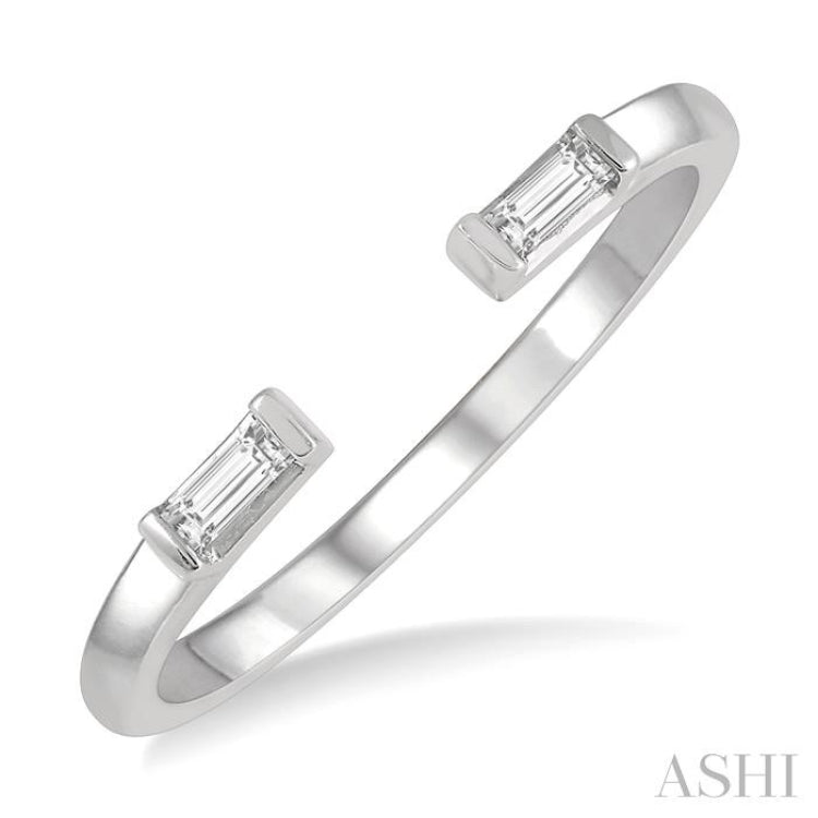 1/10 ctw Open Center Petite Baguette Diamond Stackable Ring in 10K White Gold 1/10 ctw Open Center Petite Baguette Diamond Stackable Ring in 10K White Gold
