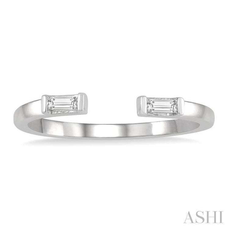 1/10 ctw Open Center Petite Baguette Diamond Stackable Ring in 10K White Gold 1/10 ctw Open Center Petite Baguette Diamond Stackable Ring in 10K White Gold