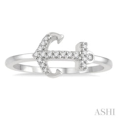 1/10 ctw Anchor Charm Round Cut Diamond Petite Fashion Ring in 10K White Gold 1/10 ctw Anchor Charm Round Cut Diamond Petite Fashion Ring in 10K White Gold