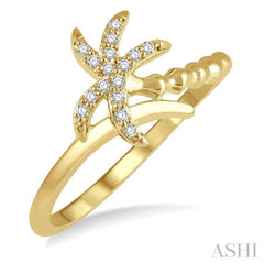 1/10 Ctw Palm Tree Round Cut Diamond Petite Fashion Ring in 10K Yellow Gold 1/10 Ctw Palm Tree Round Cut Diamond Petite Fashion Ring in 10K Yellow Gold