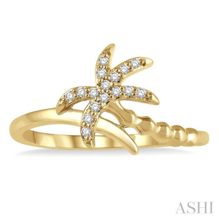 1/10 Ctw Palm Tree Round Cut Diamond Petite Fashion Ring in 10K Yellow Gold 1/10 Ctw Palm Tree Round Cut Diamond Petite Fashion Ring in 10K Yellow Gold