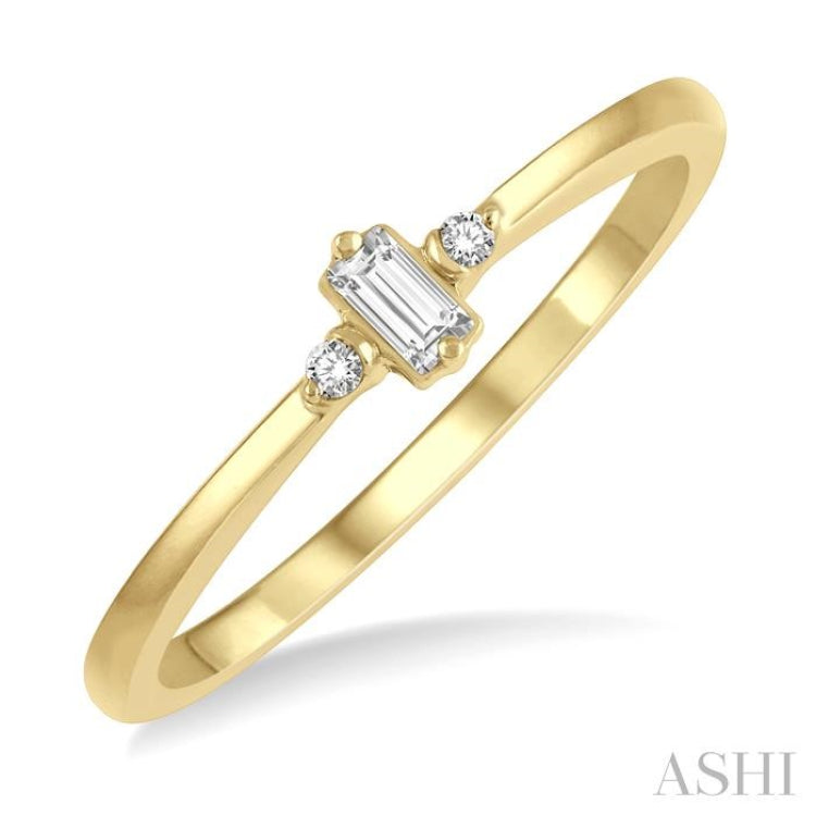 1/20 Ctw Lightweight Baguette and Round Cut Diamond Petite Ring in 10K Yellow Gold 1/20 Ctw Lightweight Baguette and Round Cut Diamond Petite Ring in 10K Yellow Gold