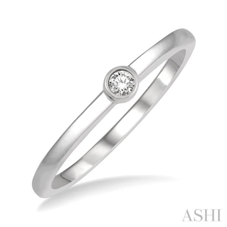 1/20 Ctw Lightweight Bezel Set Round Cut Diamond Petite Ring in 10K White Gold 1/20 Ctw Lightweight Bezel Set Round Cut Diamond Petite Ring in 10K White Gold
