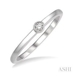 1/20 Ctw Lightweight Bezel Set Round Cut Diamond Petite Ring in 10K White Gold 1/20 Ctw Lightweight Bezel Set Round Cut Diamond Petite Ring in 10K White Gold
