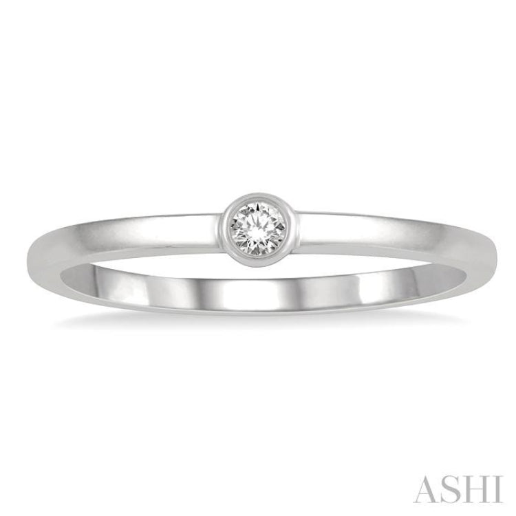 1/20 Ctw Lightweight Bezel Set Round Cut Diamond Petite Ring in 10K White Gold 1/20 Ctw Lightweight Bezel Set Round Cut Diamond Petite Ring in 10K White Gold