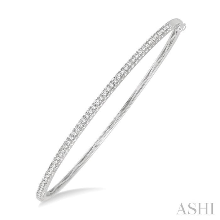 1/2 ctw Slim Round Cut Diamond Bangle in 14K White Gold 1/2 ctw Slim Round Cut Diamond Bangle in 14K White Gold