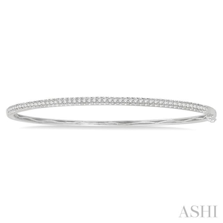 1/2 ctw Slim Round Cut Diamond Bangle in 14K White Gold 1/2 ctw Slim Round Cut Diamond Bangle in 14K White Gold