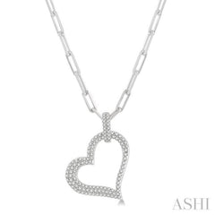 1/2 Ctw Reclined Heart Round Cut Diamond Pendant With Chain in 14K White Gold 1/2 Ctw Reclined Heart Round Cut Diamond Pendant With Chain in 14K White Gold