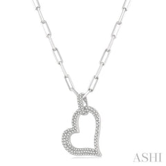 1/2 Ctw Reclined Heart Round Cut Diamond Pendant With Chain in 14K White Gold 1/2 Ctw Reclined Heart Round Cut Diamond Pendant With Chain in 14K White Gold