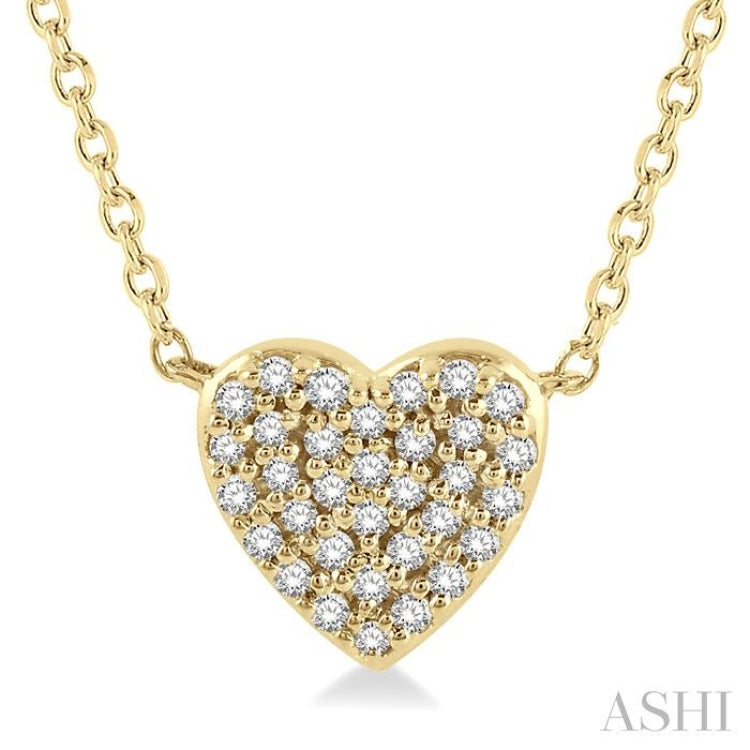 1/8 Ctw Heart Charm Round Cut Diamond Petite Pendant With Chain in 10K Yellow Gold 1/8 Ctw Heart Charm Round Cut Diamond Petite Pendant With Chain in 10K Yellow Gold