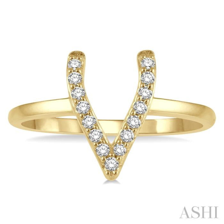 1/8 Ctw Wishbone Round Cut Diamond Petite Ring in 10K Yellow Gold 1/8 Ctw Wishbone Round Cut Diamond Petite Ring in 10K Yellow Gold