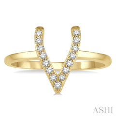 1/8 Ctw Wishbone Round Cut Diamond Petite Ring in 10K Yellow Gold 1/8 Ctw Wishbone Round Cut Diamond Petite Ring in 10K Yellow Gold