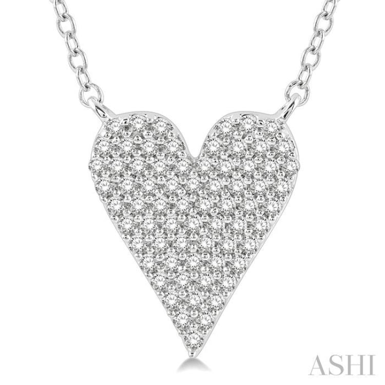 1/4 Ctw Heart Charm Round Cut Diamond Fashion Pendant With Chain in 10K White Gold 1/4 Ctw Heart Charm Round Cut Diamond Fashion Pendant With Chain in 10K White Gold
