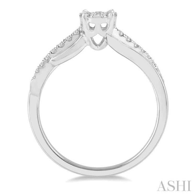 1/3 Ctw Circular Mount Slanting Round Cut Diamond Lovebright Engagement Ring in 14K White Gold 1/3 Ctw Circular Mount Slanting Round Cut Diamond Lovebright Engagement Ring in 14K White Gold