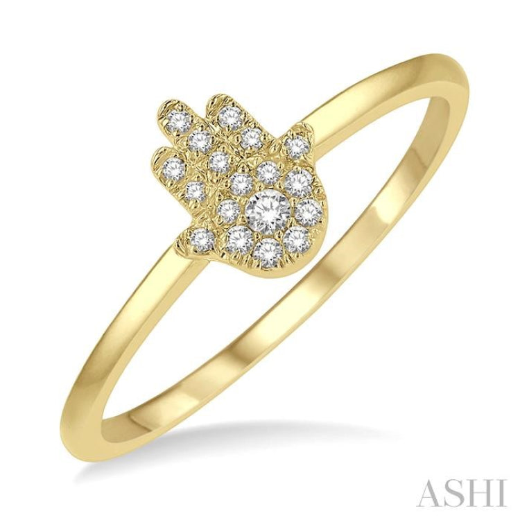 1/10 Ctw Hamsa Round Cut Diamond Fashion Petite Ring in 10K Yellow Gold 1/10 Ctw Hamsa Round Cut Diamond Fashion Petite Ring in 10K Yellow Gold