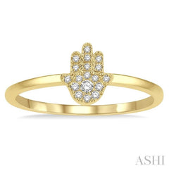 1/10 Ctw Hamsa Round Cut Diamond Fashion Petite Ring in 10K Yellow Gold 1/10 Ctw Hamsa Round Cut Diamond Fashion Petite Ring in 10K Yellow Gold