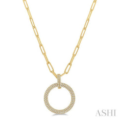 1/2 Ctw Circle Of Love Round Cut Diamond Pendant With Chain in 14K Yellow Gold 1/2 Ctw Circle Of Love Round Cut Diamond Pendant With Chain in 14K Yellow Gold