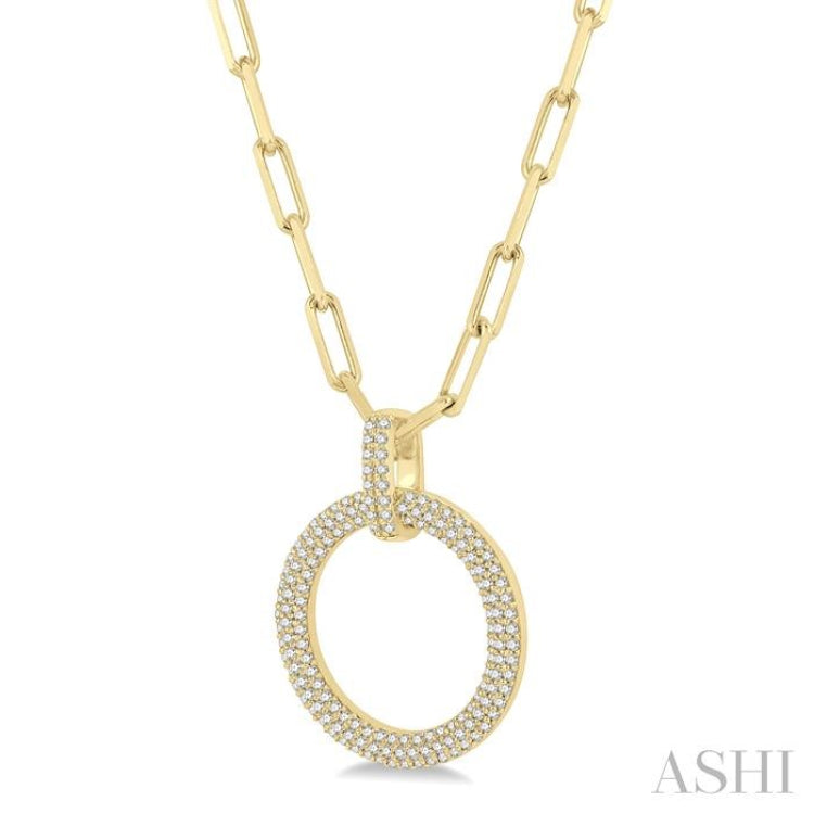 1/2 Ctw Circle Of Love Round Cut Diamond Pendant With Chain in 14K Yellow Gold 1/2 Ctw Circle Of Love Round Cut Diamond Pendant With Chain in 14K Yellow Gold