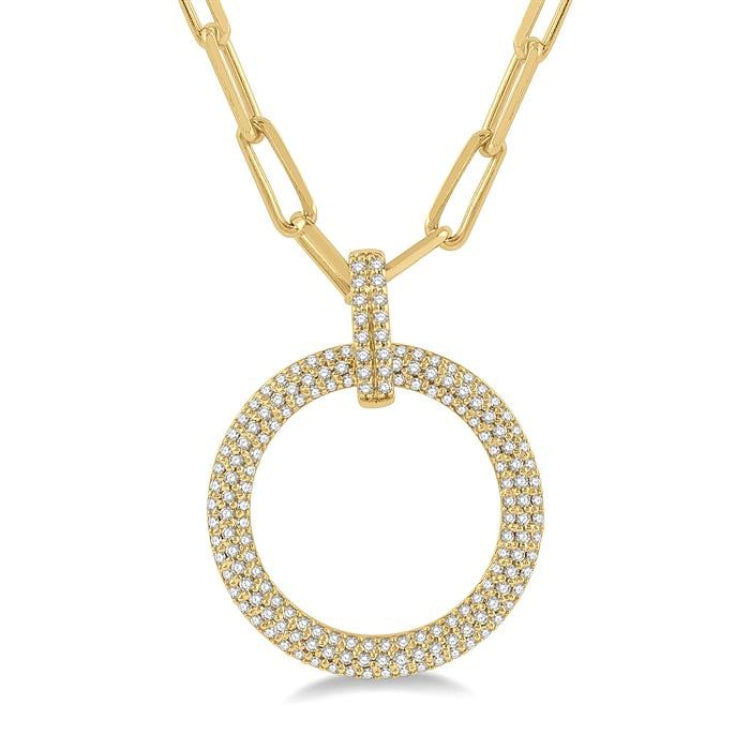 1/2 Ctw Circle Of Love Round Cut Diamond Pendant With Chain in 14K Yellow Gold 1/2 Ctw Circle Of Love Round Cut Diamond Pendant With Chain in 14K Yellow Gold