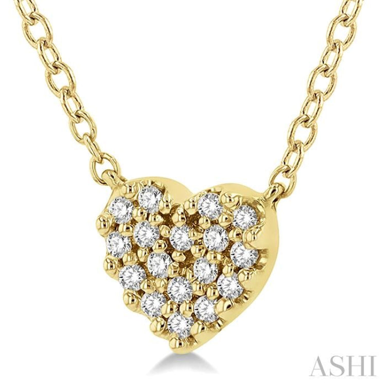 1/10 Ctw Heart Charm Round Cut Diamond Petite Fashion Pendant With Chain in 10K Yellow Gold 1/10 Ctw Heart Charm Round Cut Diamond Petite Fashion Pendant With Chain in 10K Yellow Gold