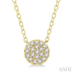 1/8 Ctw Disc Shape Round Cut Diamond Petite Fashion Pendant With Chain in 10K Yellow Gold 1/8 Ctw Disc Shape Round Cut Diamond Petite Fashion Pendant With Chain in 10K Yellow Gold