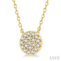1/8 Ctw Disc Shape Round Cut Diamond Petite Fashion Pendant With Chain in 10K Yellow Gold 1/8 Ctw Disc Shape Round Cut Diamond Petite Fashion Pendant With Chain in 10K Yellow Gold