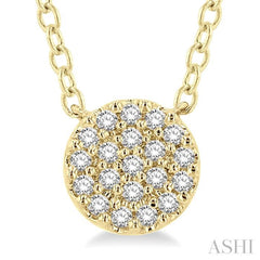 1/8 Ctw Disc Shape Round Cut Diamond Petite Fashion Pendant With Chain in 10K Yellow Gold 1/8 Ctw Disc Shape Round Cut Diamond Petite Fashion Pendant With Chain in 10K Yellow Gold