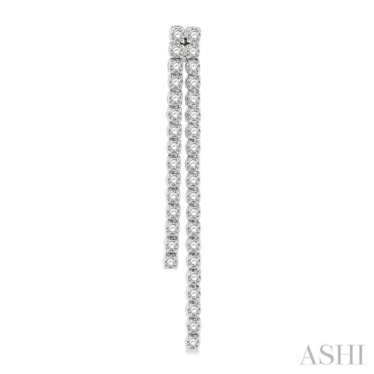 1 3/4 Ctw Twin Line Round Cut Diamond Tennis Earring in 14K White Gold 1 3/4 Ctw Twin Line Round Cut Diamond Tennis Earring in 14K White Gold