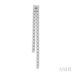 1 3/4 Ctw Twin Line Round Cut Diamond Tennis Earring in 14K White Gold 1 3/4 Ctw Twin Line Round Cut Diamond Tennis Earring in 14K White Gold