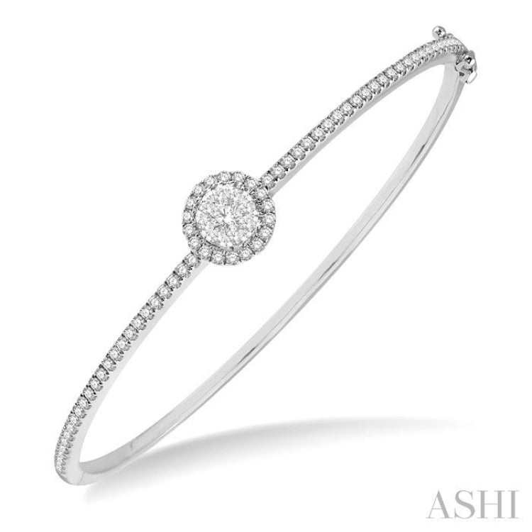 1 Ctw Circular Lovebright Round Cut Diamond Stackable Bangle in 14K White Gold 1 Ctw Circular Lovebright Round Cut Diamond Stackable Bangle in 14K White Gold