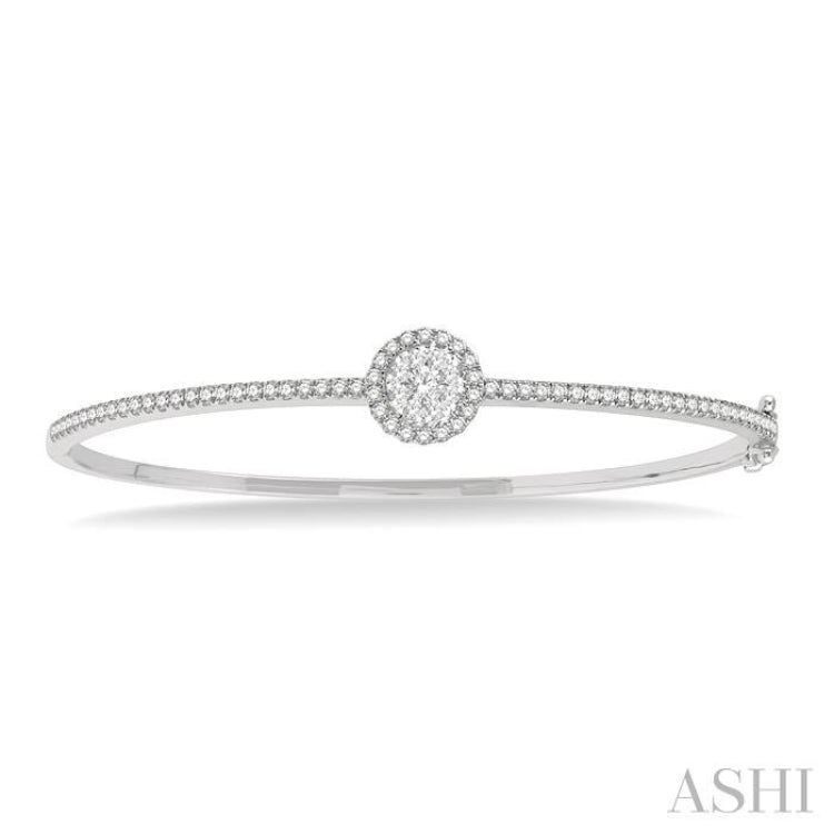 1 Ctw Circular Lovebright Round Cut Diamond Stackable Bangle in 14K White Gold 1 Ctw Circular Lovebright Round Cut Diamond Stackable Bangle in 14K White Gold