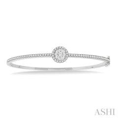 1 Ctw Circular Lovebright Round Cut Diamond Stackable Bangle in 14K White Gold 1 Ctw Circular Lovebright Round Cut Diamond Stackable Bangle in 14K White Gold