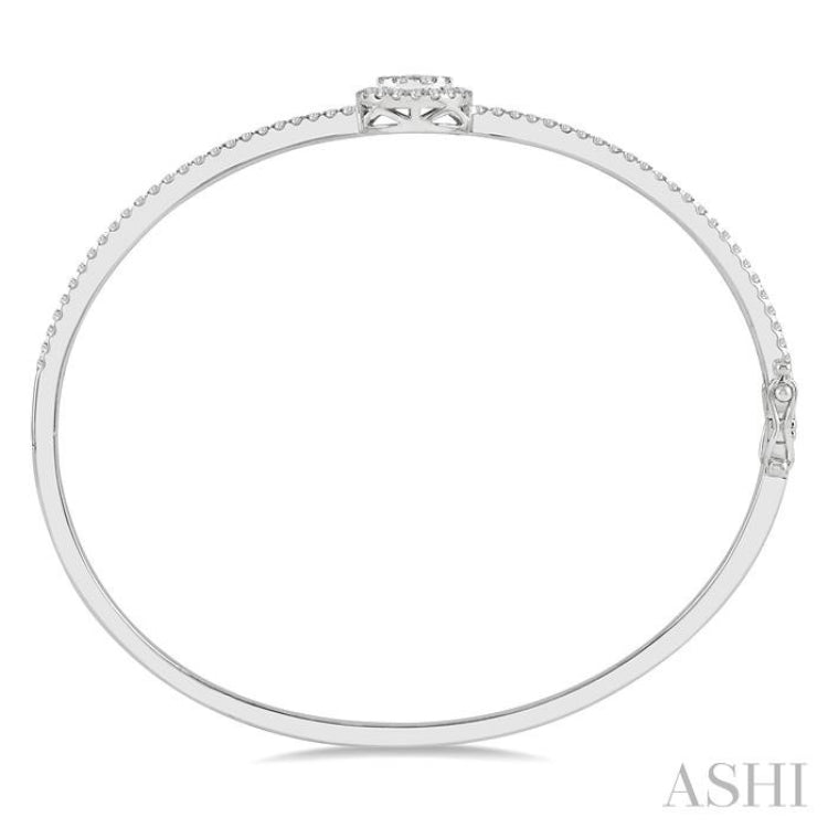 1 Ctw Circular Lovebright Round Cut Diamond Stackable Bangle in 14K White Gold 1 Ctw Circular Lovebright Round Cut Diamond Stackable Bangle in 14K White Gold