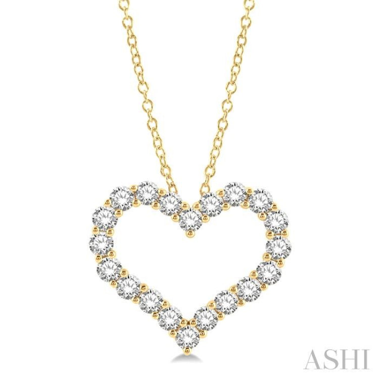4 Ctw Heart Shape Round Cut Diamond Pendant With Chain in 14K Yellow Gold 4 Ctw Heart Shape Round Cut Diamond Pendant With Chain in 14K Yellow Gold