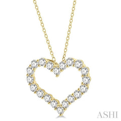 4 Ctw Heart Shape Round Cut Diamond Pendant With Chain in 14K Yellow Gold 4 Ctw Heart Shape Round Cut Diamond Pendant With Chain in 14K Yellow Gold